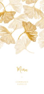 Menukaartje communie ginkgo wit