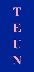 Minimalistisch geboortekaartje colorblocking blauw roze