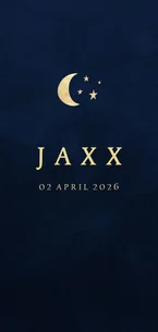 Minimalistisch geboortekaartje met sterren en maantje