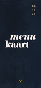 Minimalistische menukaart bruiloft donkerblauw waterverf