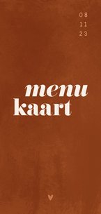 Minimalistische menukaart bruiloft roestbruin waterverf