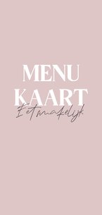 Minimalistische menukaart roze en wit