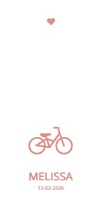 Modern geboortekaartje met roze fietsje