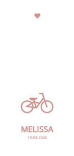 Modern geboortekaartje met roze fietsje