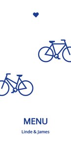 Moderne menukaart met blauwe fietsen
