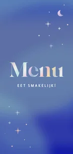 Mooie blauwe menukaarten met holografische sterretjes