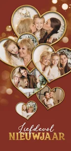 Nieuwjaarskaart fotocollage hartjes liefdevol nieuwjaar