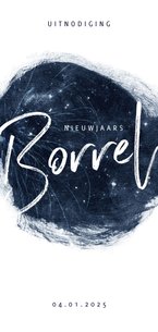 Nieuwjaarskaart nieuwjaarsborrel galaxy vuurwerk