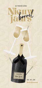 Nieuwjaarskaart zakelijk borrel champagne glazen