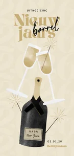 Nieuwjaarskaart zakelijk borrel champagne glazen