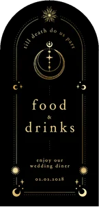 Originele menukaart in boogvorm astrologie zon