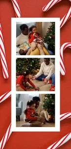 Photobooth collage kerstkaart met zuurstokken
