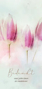 Rouw bedankkaart tulpen zacht pastel