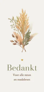 Rouwkaart bedankt droogbloemen natuurlijke takjes neutraal