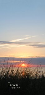 Rouwkaart strand zonsondergang