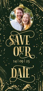 Save the date goudlook kerst foto sierlijke typografie