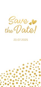 Save the Date kaart gouden stippen en hartjes