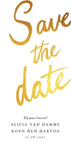 Save the date kaart klassiek en stijlvol met goud & kalender