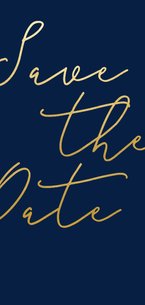 Save the date kaart met gouden tekst langwerpig