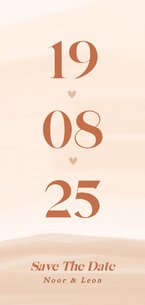 Save the date kaart met waterverf in beige tinten datum