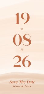 Save the date kaart met waterverf in beige tinten datum