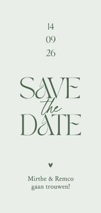 Save the date trouwkaart minimalistisch hartje stijlvol