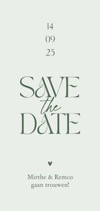 Save the date trouwkaart minimalistisch hartje stijlvol