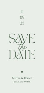 Save the date trouwkaart minimalistisch hartje stijlvol