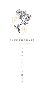 Save the date uitnodigingskaart huwelijk klassiek bloemen