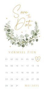 Save the date vormsel eucalyptus stijlvol hartjes klassiek