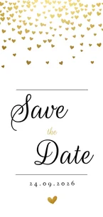 Save the datekaart met gouden hartjesregen