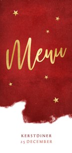 Sfeervolle menukaart warmrood voor het kerstdiner