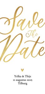 Stijlvolle algemene save the date trouwkaart goud hartje