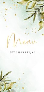 Stijlvolle menukaart botanisch watercolor goud