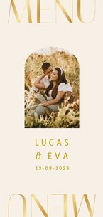 Stijlvolle menukaart met grote klassieke gouden typografie