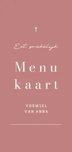 Stijlvolle menukaart oudroze met streep