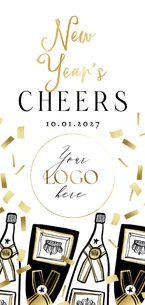 Stijlvolle uitnoding nieuwjaarsborrel champagne confetti