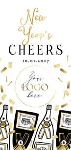 Stijlvolle uitnoding nieuwjaarsborrel champagne confetti
