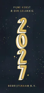 Stijlvolle zakelijke kerstkaart typografie 2027 en goud