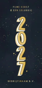 Stijlvolle zakelijke kerstkaart typografie 2027 en goud