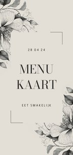 Stjilvolle menukaart met vintage bloemen