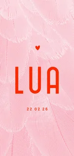 Trendy geboortekaartje veren roze met rood