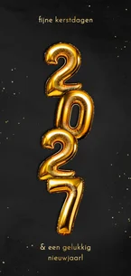 Trendy kerstkaartje folieballon 2027 verticaal goud