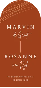 Trouwkaart abstracte lijnen koperlook