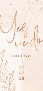 Trouwkaart bohemian lichtroze met koper