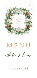 Trouwkaart menu botanische krans