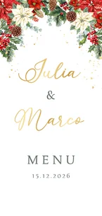 Trouwkaart menu kerststerren met kersttakken
