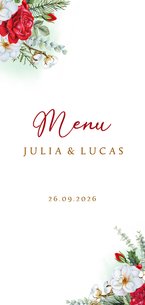 Trouwkaart menu rozen winter