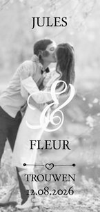 Trouwkaart met grote foto met tekst