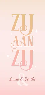 Trouwkaart stijlvol typografisch zacht pastel vrouwelijk